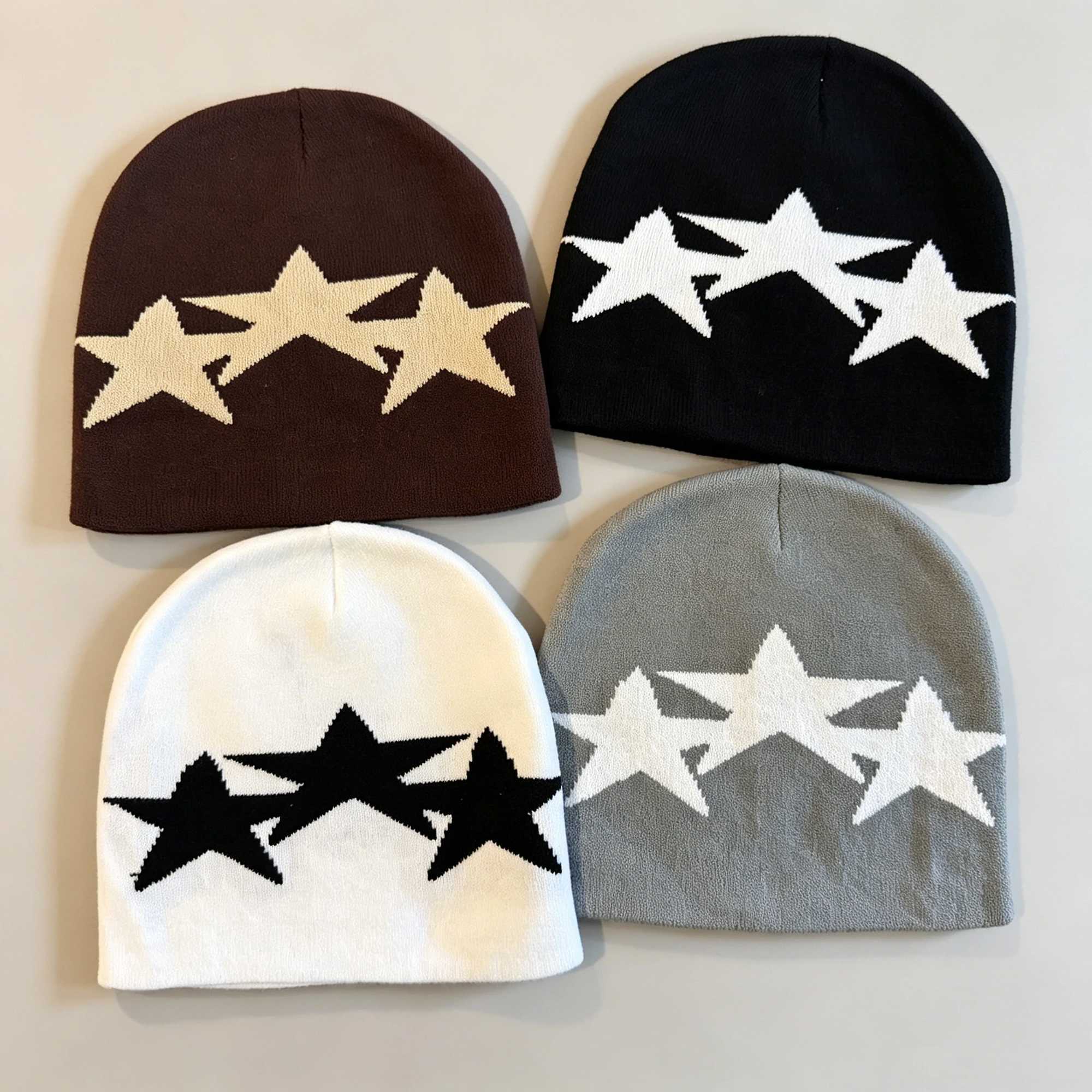 Y2K Five Pointed Star Casual Cozy Winter Warm Beanie HatKnit Beanie Fashionable Street Style Winter Warm Knit Hat Unisex Pull-O S261017OQCC