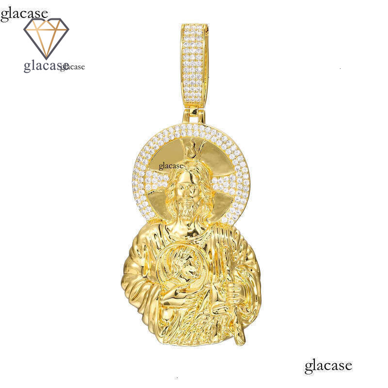 Vintage Portrait Pendant Necklace 5A Zircon Real Gold Plated Hip Hop Jewelry