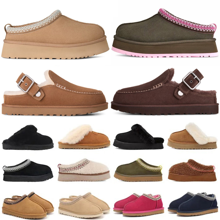 Tasman Slippers For Men Women Winter Booties Fur Tazz Slides Sheepskin Chestnut Black Sand Mustard Seed Lady Slip-on Wool Warm Casual Platform Thick