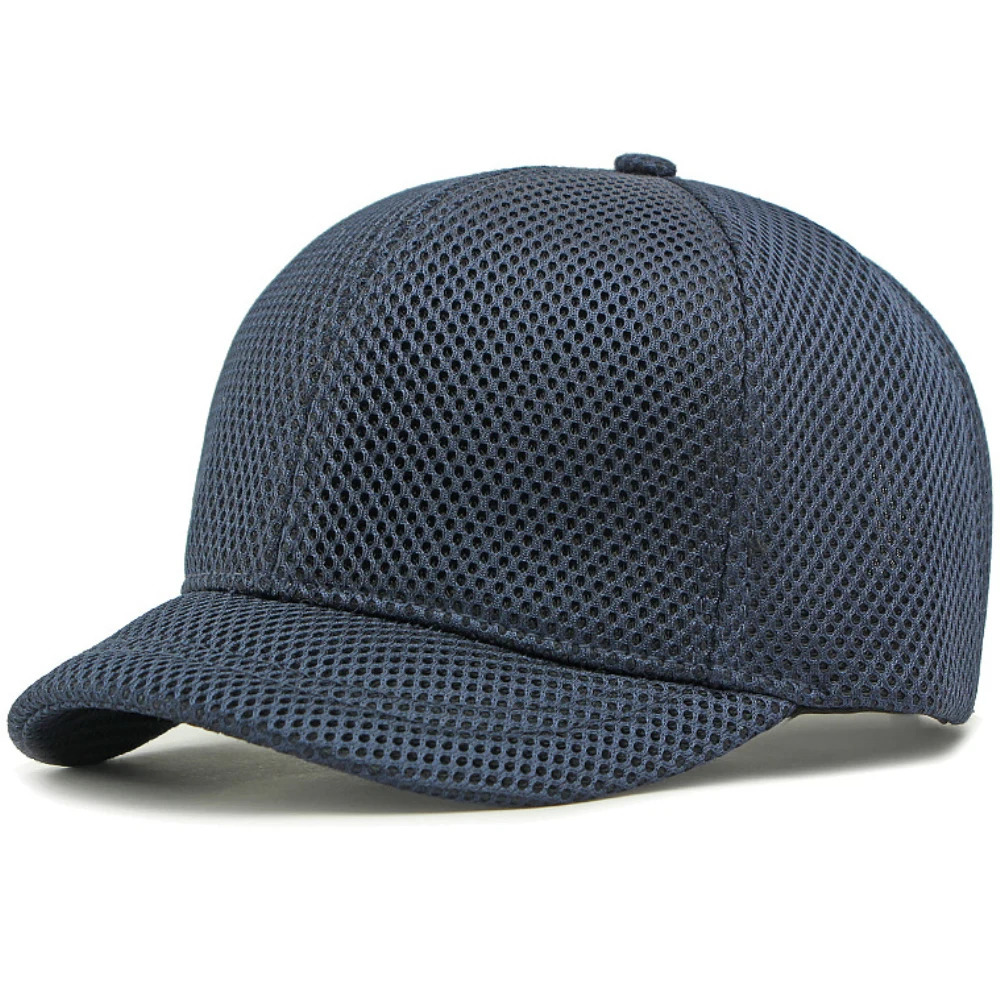 HT4828 5CM Short Brim Baseball Cap Male 6 Panels Baseball Hat Breathable Mesh Trucker Cap Men Women Solid Plain Cap261016