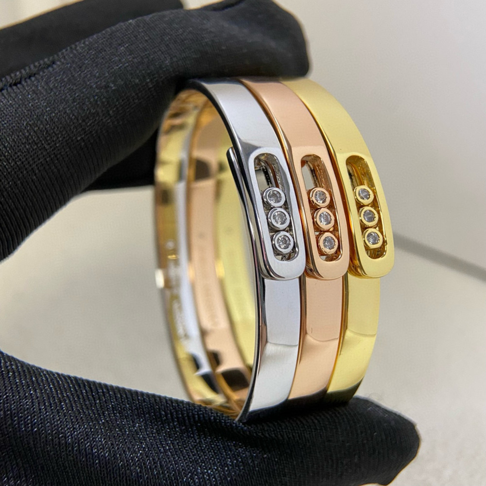 Mesikaa Jewelry Designer Messikaas Luxury Bracelet Luxe Bangle Design Three-Diamond Sliding Inlaid Bracelet For Women Men Non-Fading Light Luxury