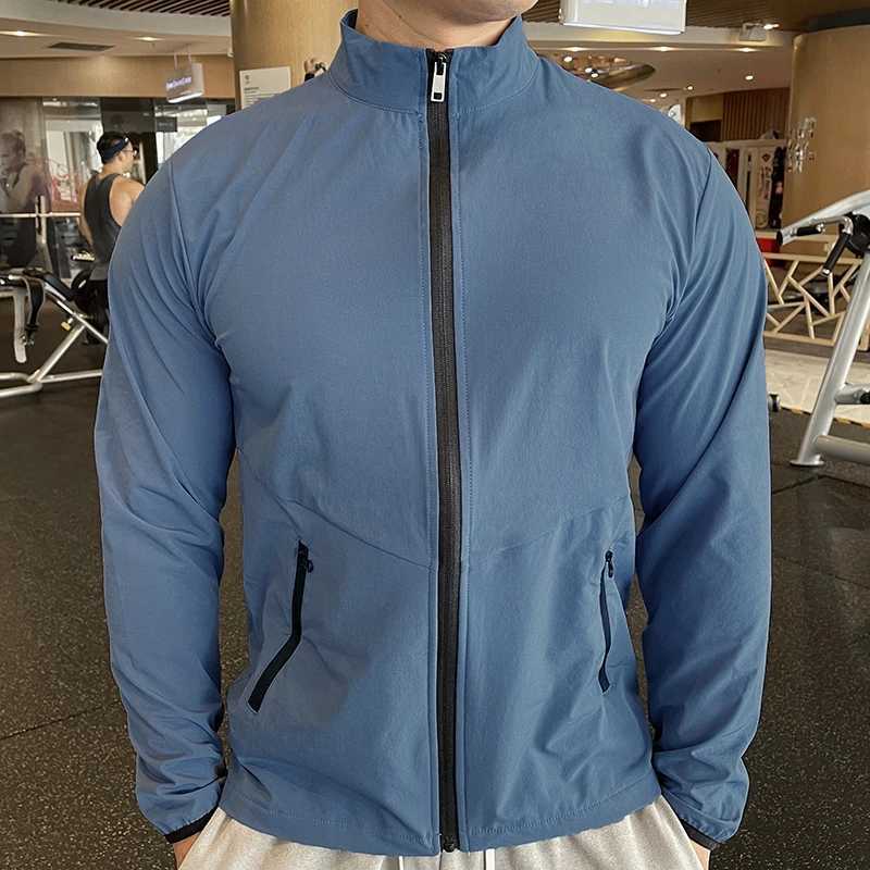 New Autumn winter Men Quick Dry Hiking running Jackets fitness Gym Outdoor Sports Coats Male Windbreaker stand collar Sportswear S261017BBFE