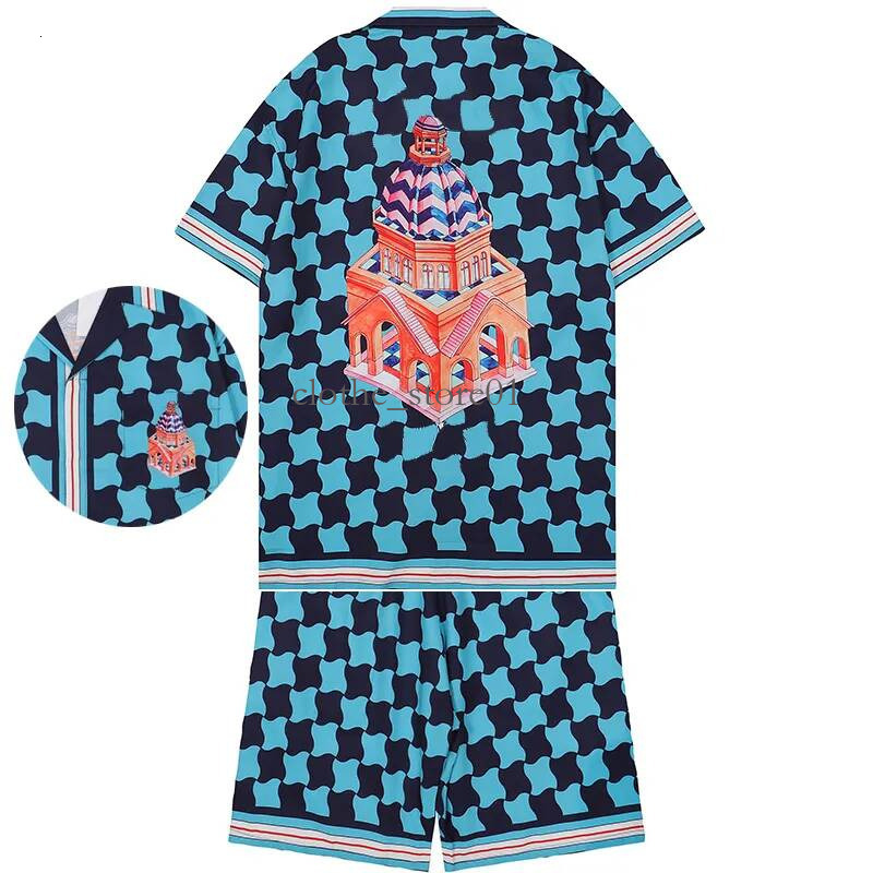 Casablancamenly Tracksuit Designer Set Summer Crew Neck Luxury Fashion Classic Y2k Graphic Streetwear Casalyness Casual Beach Vacation Set Casaity T