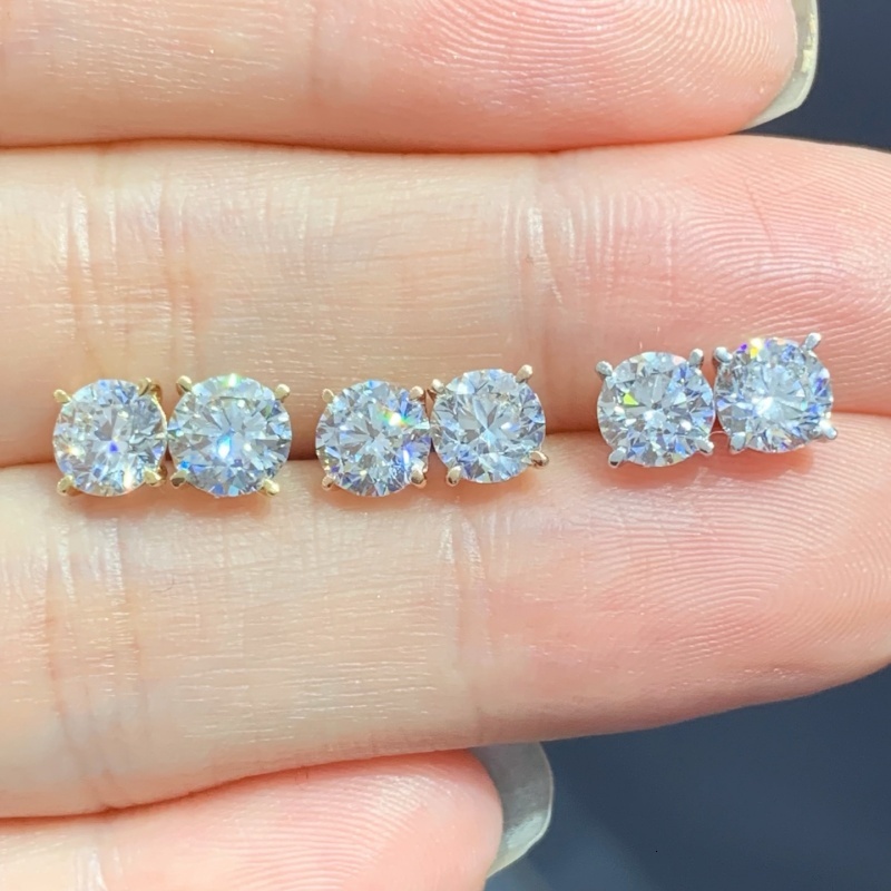 Custom IGI Certified CVD HPHT Classic Cut S925 Silver 10K 14K 18K Gold Lab Diamond Earrings Jewelry Engagement Gift