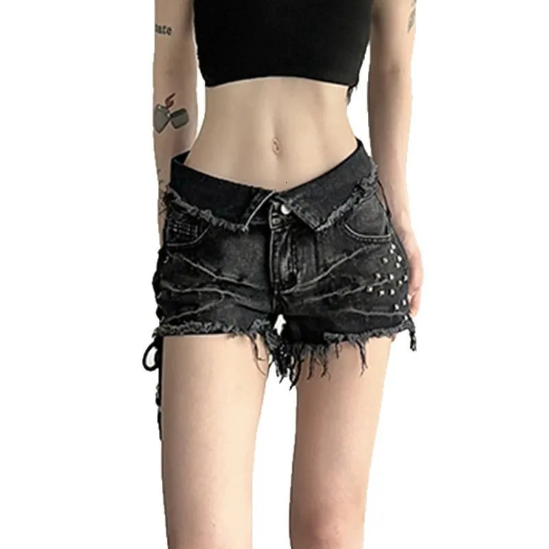 Hip Hop Spicy Girl Street Style Cuffed Low Waist Jeans 2025 CrossBorder n Sense Rivet Strap Casual Pant's Wear 260911