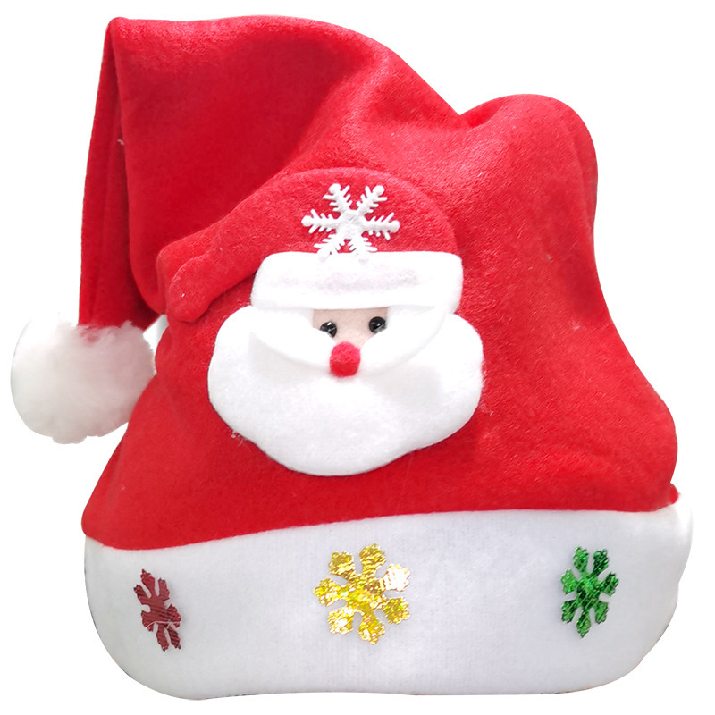 Hot Selling Decorations Cartoon Santa Claus with Lights Red NonWoven Fabric Hat Christmas Gift