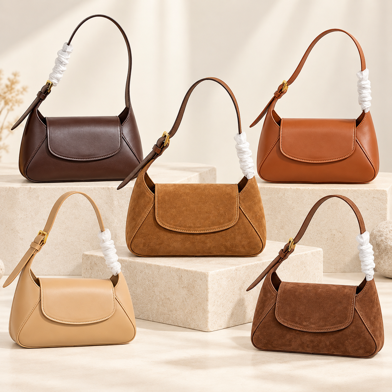 Underarm Bag Women Shoulder Flap Leather Suede Vintage Y2K Adjustable Strap Small Handbag Retro Minimalist Commuter Purse Gold Hardware