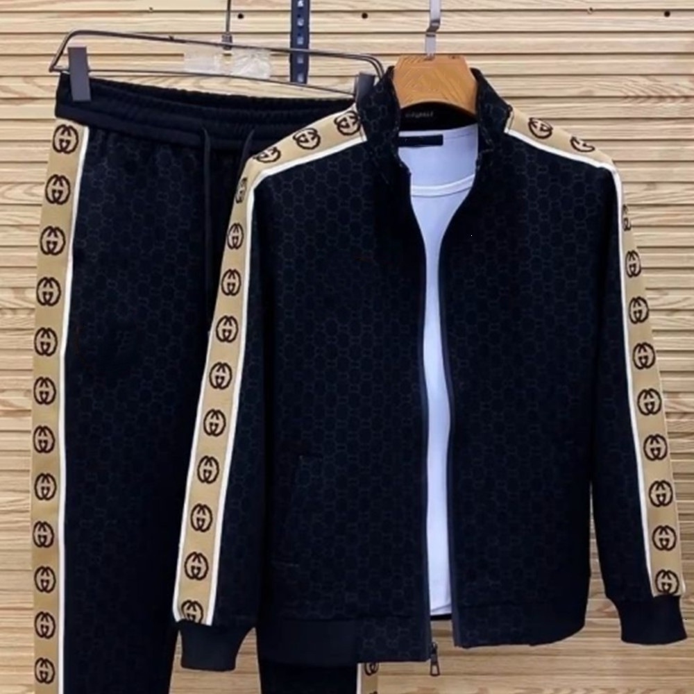 Men Tracksuit Men's Tracksuits Fashion 2 Piece swear set Tracksuit Outfit Stand Collar Zip Up Sleeve Jacket Matching Long Pants Set Trendy Casu