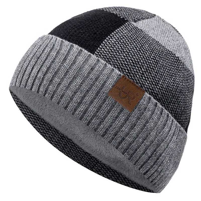 Beanie/Skull Caps New Unisex Winter Hat Add Fleece Warm Cap Lattice Stitching Soft Beanie Hat For Men Women Outdoor Thicken Ski Sports Knitted HatT2