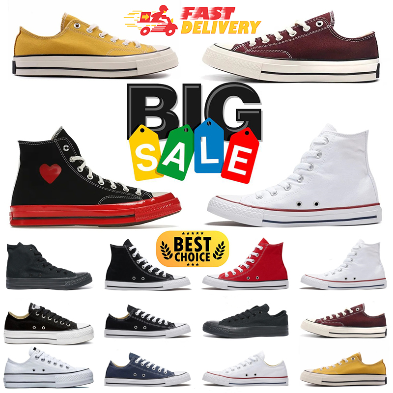 Designer Casual shoes Canvas Platform Racing Black Red white Leather Low High Heart Chuck Skateboard Sneakers Love Blue Grey Mens Womens Trainer Sho