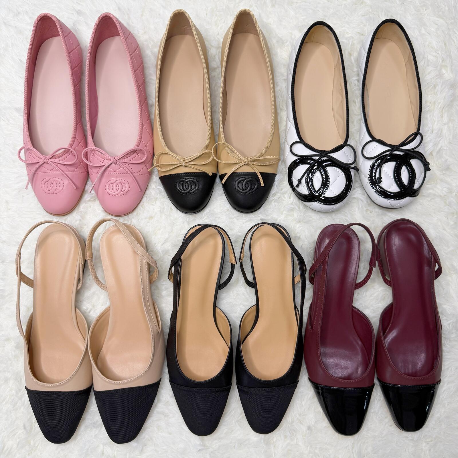 Designer Shoes Women Paris designer Black Ballet Flats Shoes Womens Sandals Quilted Genuine Leather Slip on Ballerina Round Toe Ladies Dress Shoes S