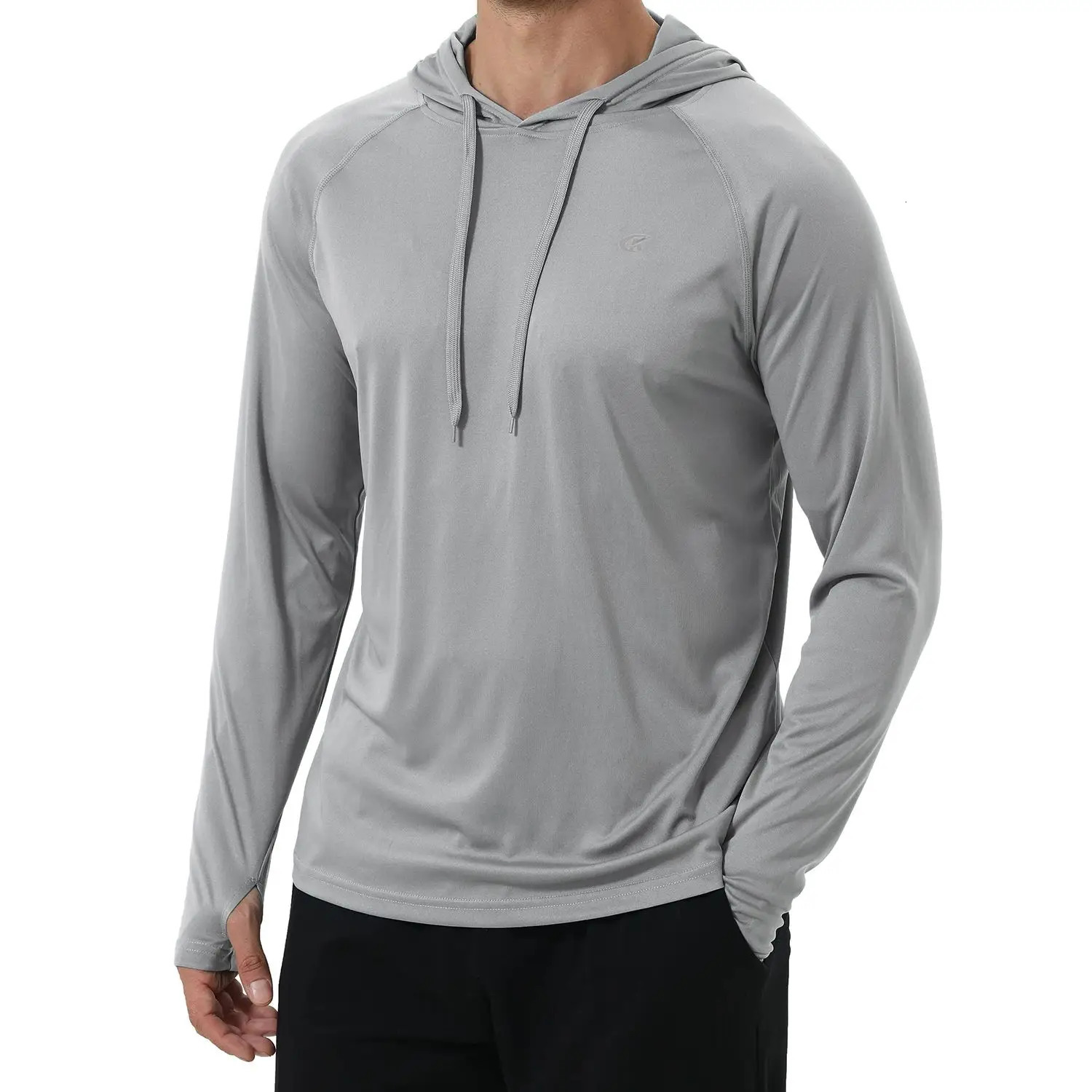 Mens Long Sleeve Hooded Sweatshirt UPF 50 Sun Protection Athletic Gym Fishing Cycling Quick Dry Tops 261017