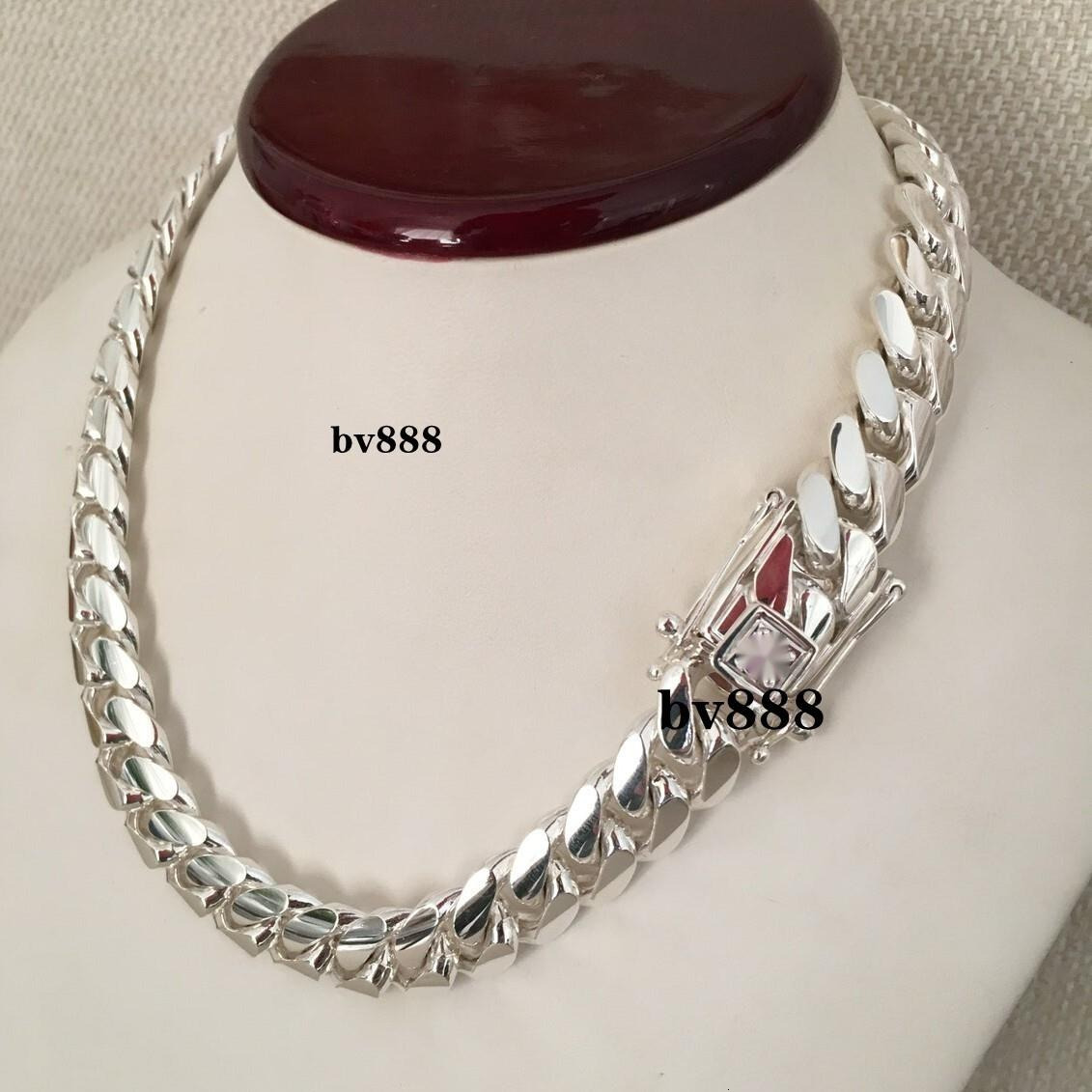 12mm 14mm 16mm 925 sterling solid silver hand made Cuban link chain (with real Amethyst)