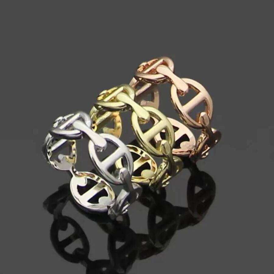 2026 Brand H Couple Pig Nose Hollow Ring Luxury perfume 316L cologne Titanium Steel Designer Jewelry For Women ss9