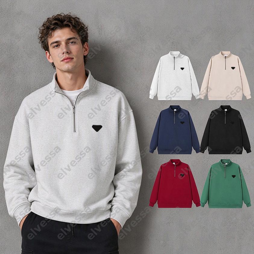 Unisex Half Zip Hoodies For Men Stand Collar Sweatshirt Unisex Loose Pullover Solid Color Cotton Hoodie Casual Long Sleeve Tops For Women