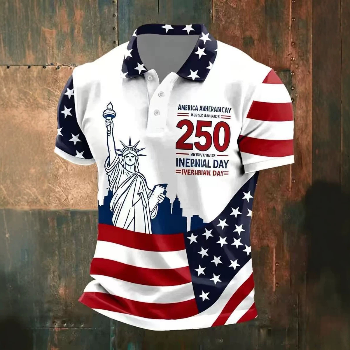 2026 USA 250Th Anniversary Men's 3D Printed Polo Shirt With National Flag, Short Sleeve, New Trendy Casual Style For E-Commerce Free Shipping