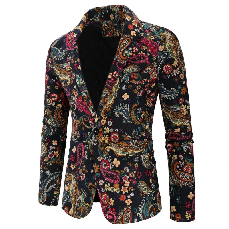 Fashion Men Slim Fit Casual Blazers Men Printing Suits Coat Man Clothes Terno Masculino Trajes De Boda Hombre Abrigos 261015