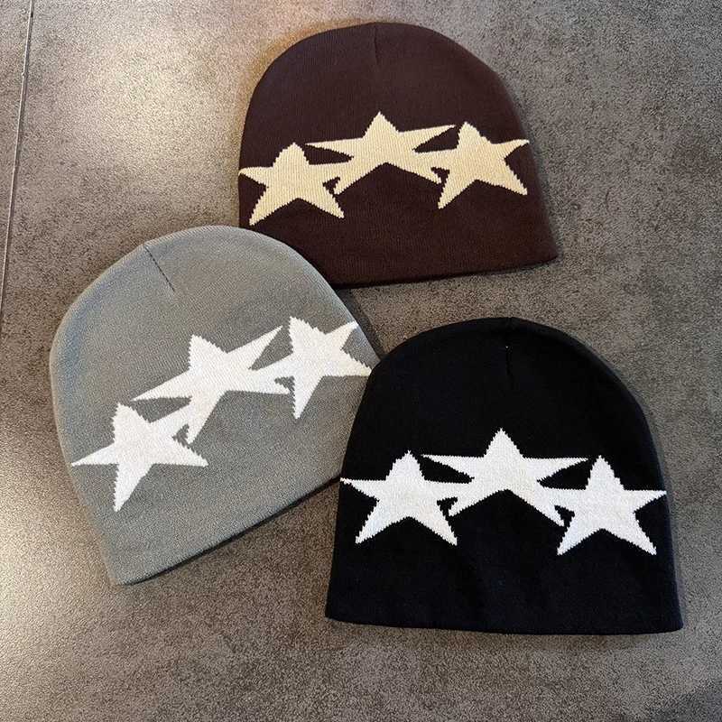 Y2K Pentagram Knitted Hat Autumn Winter Street New Unisex Warm Personal Versatile Fashion Niche Beanies S261017VA7M