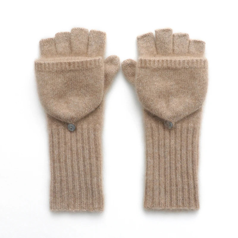 Winter Mitten Warm Knitted Fingerless Gloves Flip Mittens for Men Women Student Boys Girls Half Finger Gloves Thicken Gloves 261017