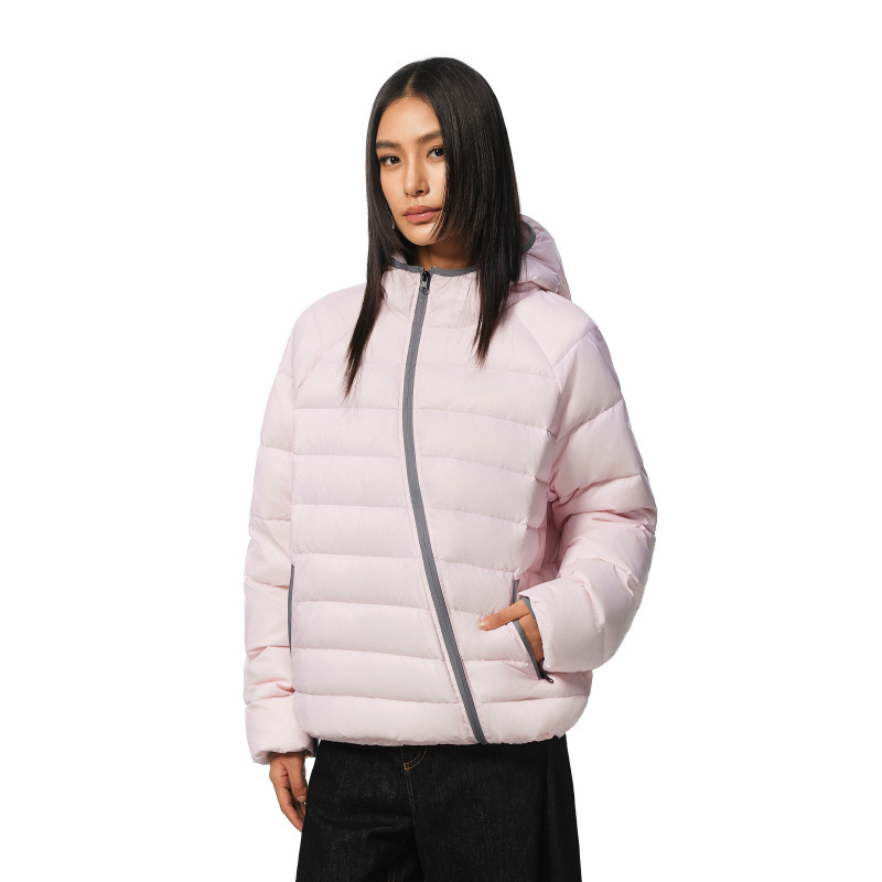 Designer 2026 fashion couple style simple loose hooded diagonal zipper lightweight ribbed cotton jacket women's plus size thin coat