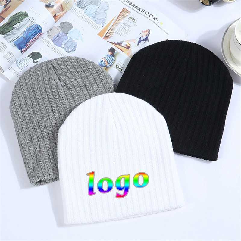 Beanie/Skull Caps Wintercustom Made Hats For Women Beanie Cap Solid Warm Hats Knitted Skullies Beanies Man Thick Warm Caps Black Gray White ColorsT2