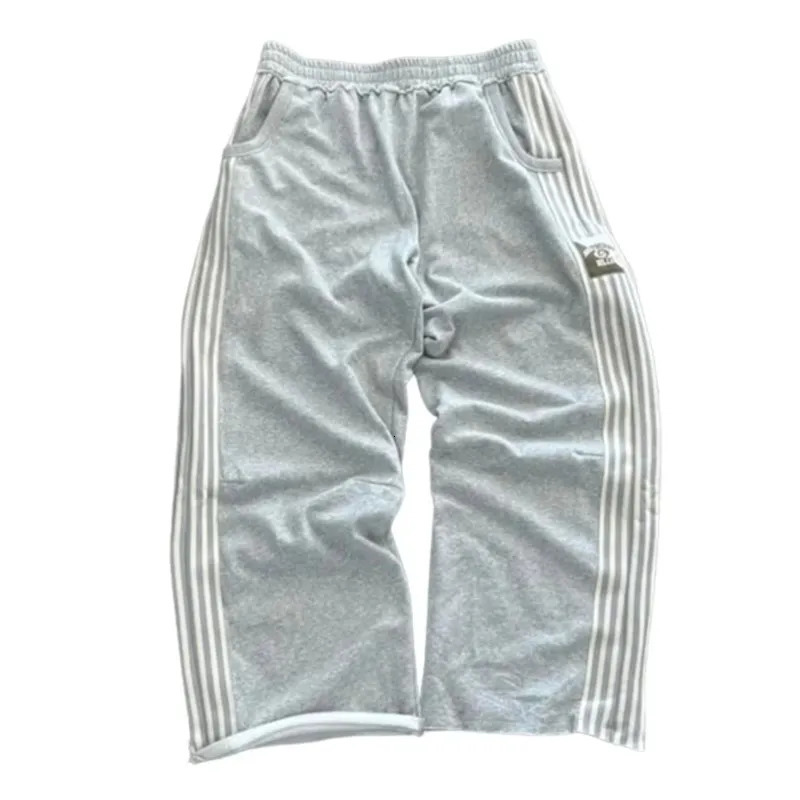 Y2k Embroidered Gray Casual Pants Striped Functional Tactical Functional Baggy Men's Women Premium Jogging Drawstring Sweatpants 261013