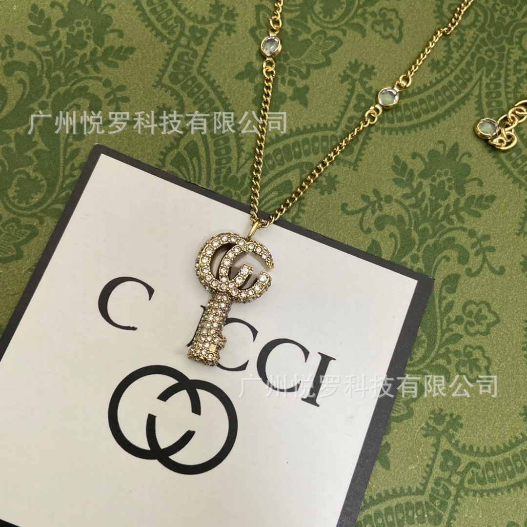 Designer Jewelry gg necklace letter key full diamond necklace women collarbone chain gg Necklace