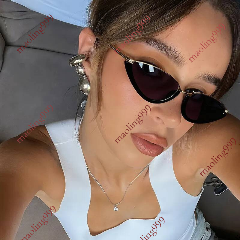 Designer European And American Style Retro Cat Eye Half Frame Women's High end Fashion Street Photography Vacation Sunshade Sunglasses