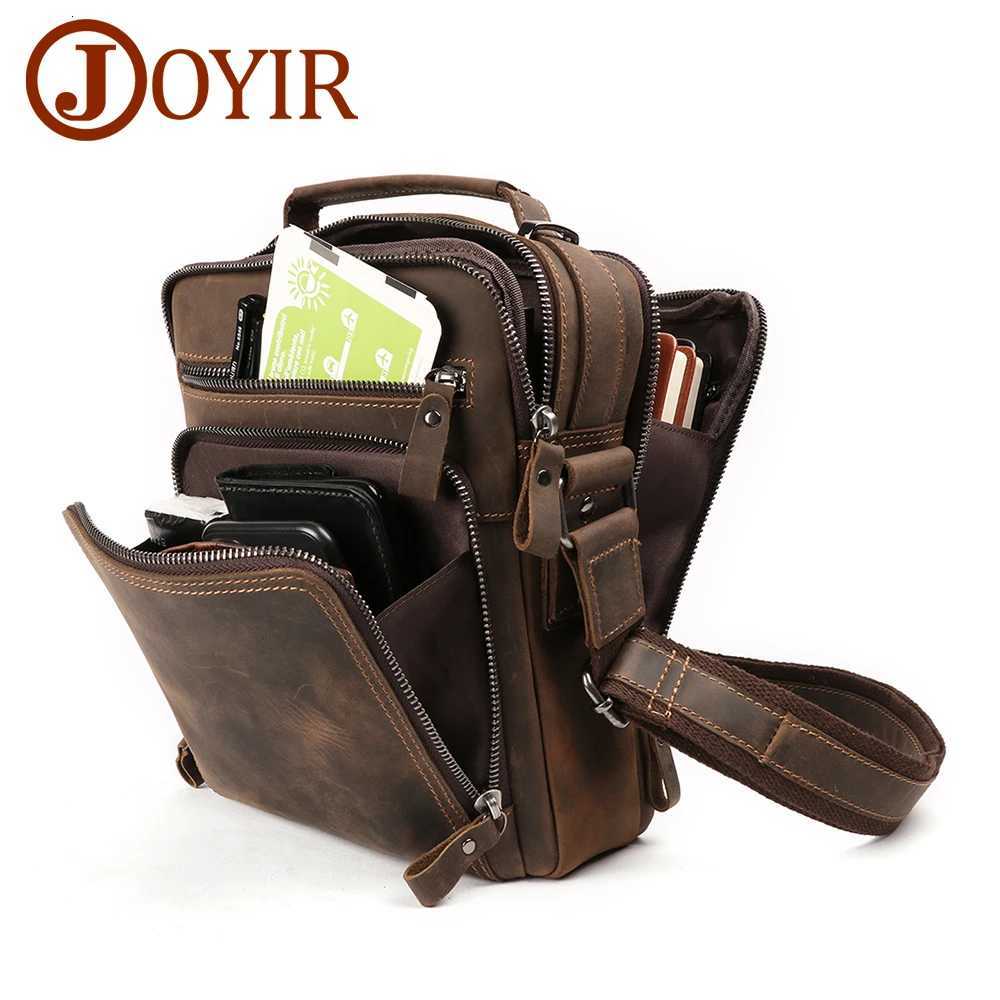 Cross Body JOYIR New Genuine Leather Men Vintage Handbags Small Flap Men's Shoulder Bag Casual Office Messenger Bags Fashion Crossbody Bag H261