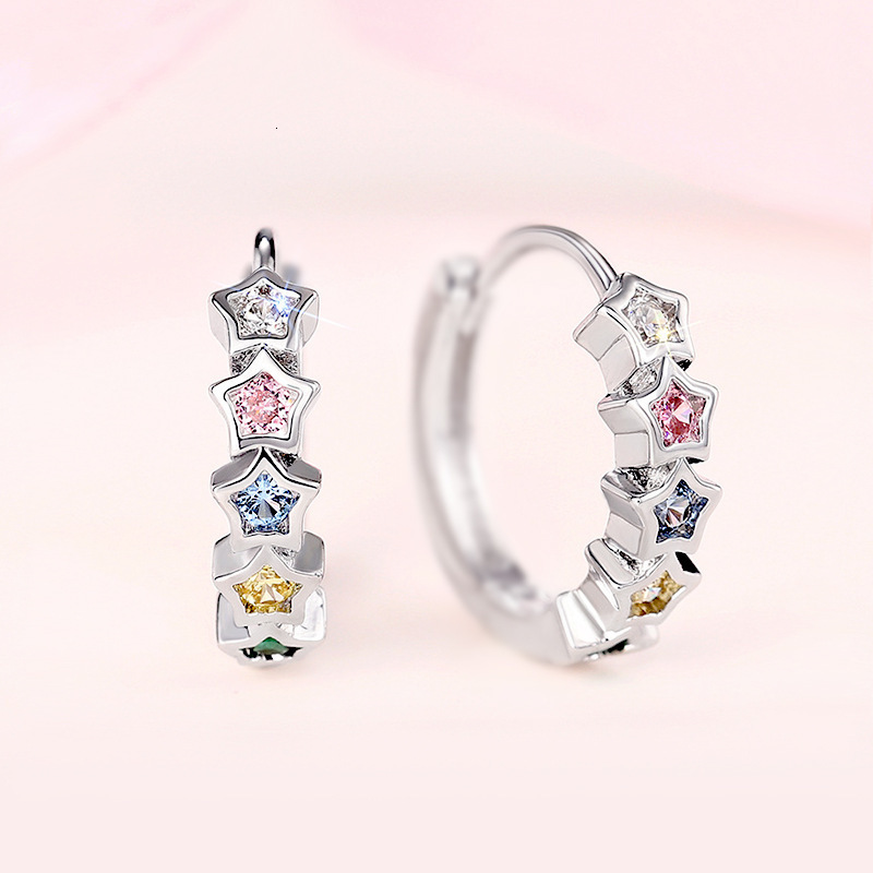 Huitan Y2k Sweet Colorful Zircon Fashionable And Exquisite Star-Shaped Earrings, A Popular Korean-Style Item On Tiktok