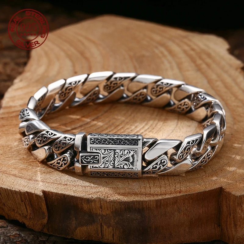 S925 Sterling Silver Timeless Vine Garland Buckle Retro Punk Tank Bracelet Jewelry Creativity Gift Factory Price 261017