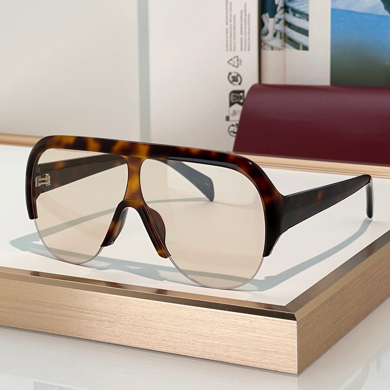 Ladies Designer Luxury Sunglasses 2023 Orange Lens Fashion Acetate Half Border Oversized Sunglasses Men Outdoor Sports Driving Glasses UV400 with Bo