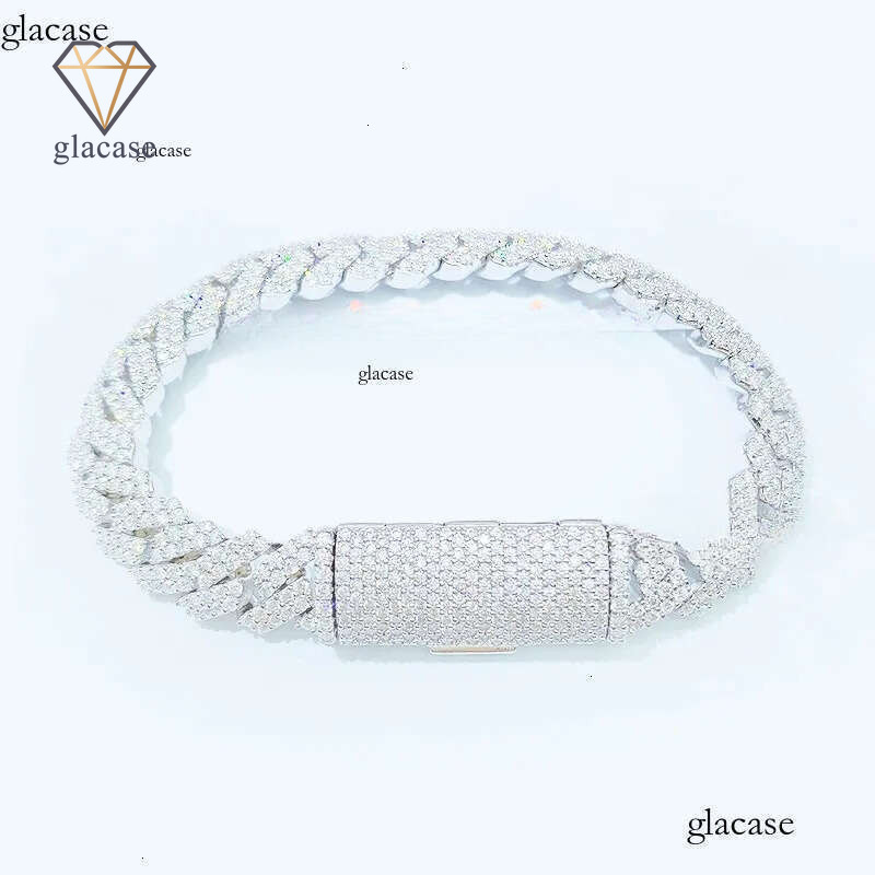 Wholesale 10mm Gold Plated High Quality Dia Cuban Link Chain Bracelet VVS Moissanite Solid Sier Hip Hop Jewelry Men
