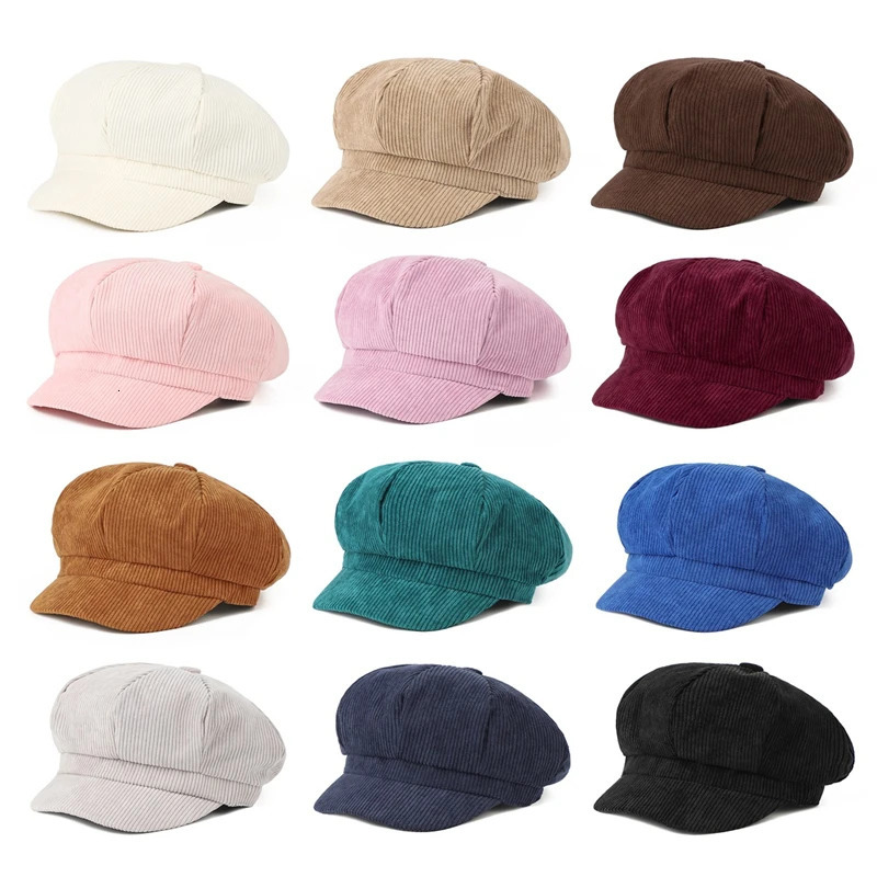 Coffee Vintage Hat Unisex Corduroy sboy Caps Men British Painters Hats Spring and Autumn Berets Hip Hop Berets Octagonal Cap261016