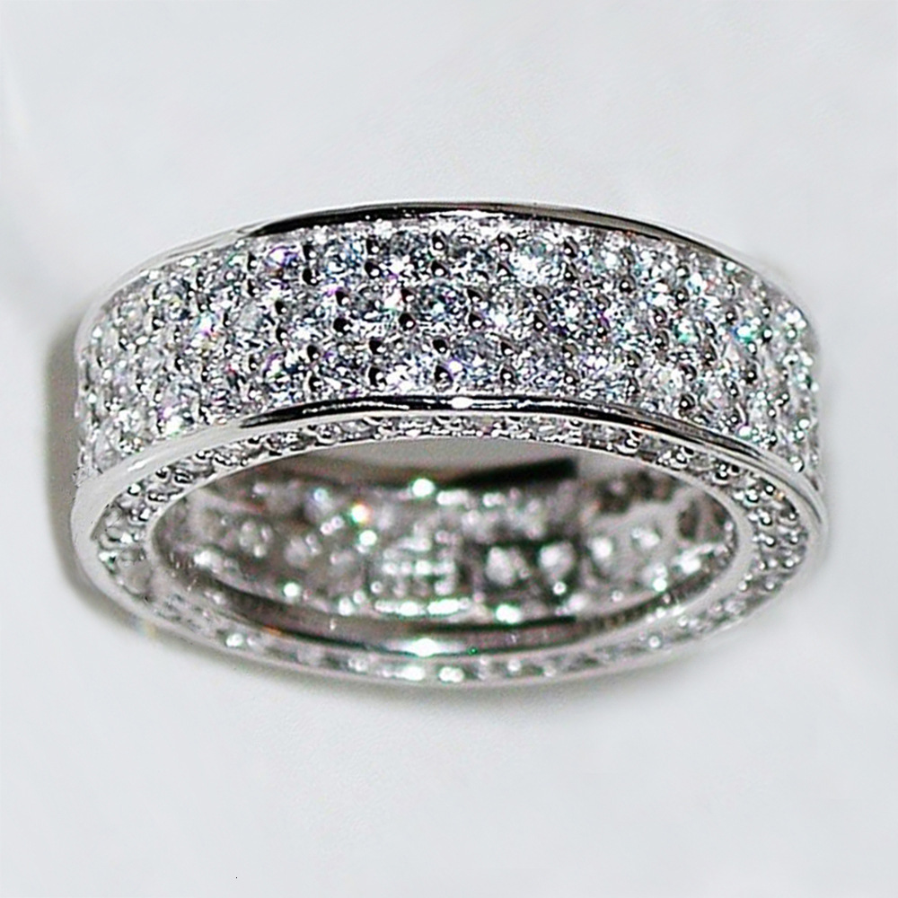 Huitan Cross-Border Hot Selling: European, American, And Korean Style Trendy Multi-Row Full-Zirconia Starry Sky Ring, Wholesale Available