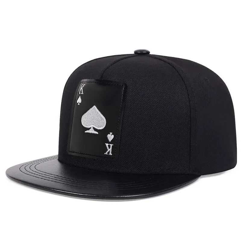 Card Pu Leather Playing Peach Heart K Embroidery Hip-hop Hats Outdoor Adjustable Casual Baseball Caps Sunscreen Hat M261016