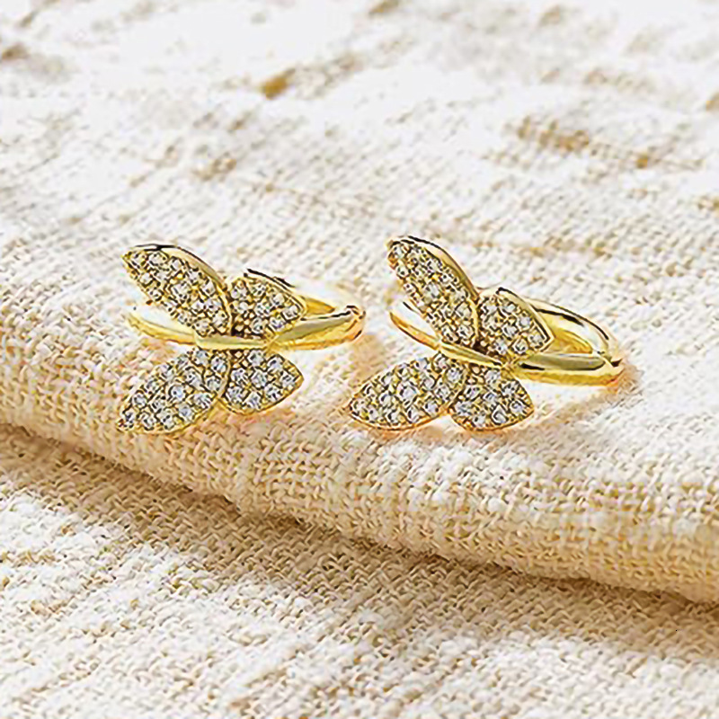 Huitan Micro-Paved Zircon Butterfly Earrings For Women, Fashionable Elegant, A Classic And Trendy Jewelry Piece