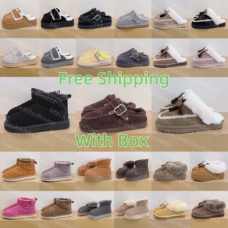 Free Shipping With Box uggsmans uggswomens boots slippers ugggoldenstars clogs womens winter furry boots Designer uggevelina evelina slides shoes dh