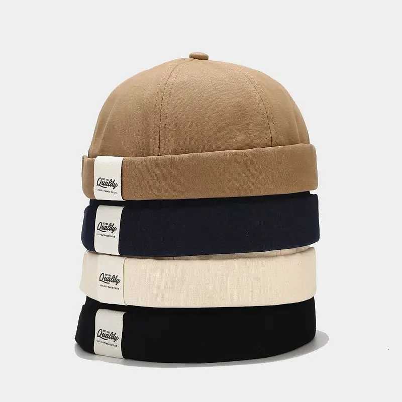 Beanie/Skull Caps Vintage Style Skull Cap Beanie Hats Solid Rolled Edge Bonnet Men Women Casual Outdoor Round Loop Melon CapsT261017