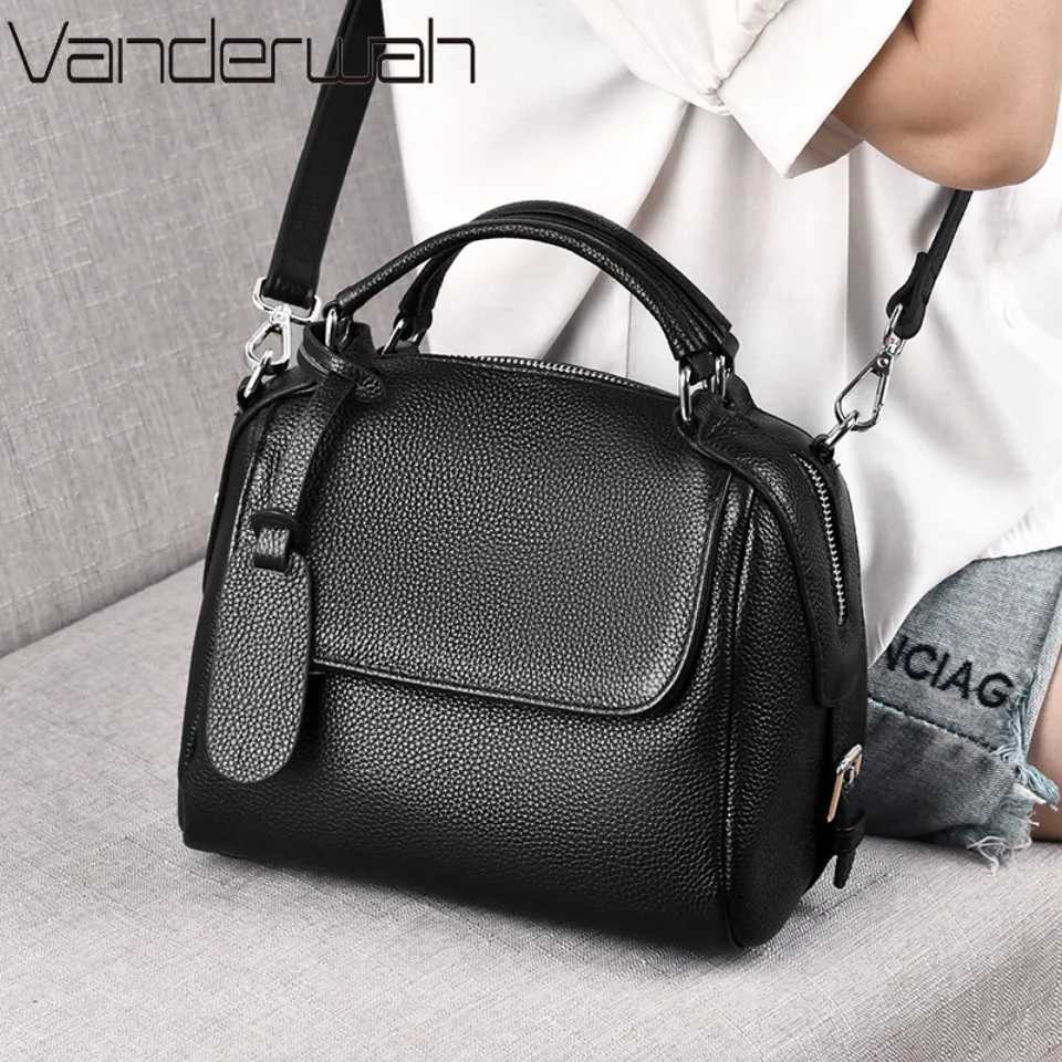 Evening Bags 100% Genuine Cowhide Tote Hand Bag For Women Soft Leather Female Fashion Messenger Quality Solid Color Shoulder Bag Sac H261016