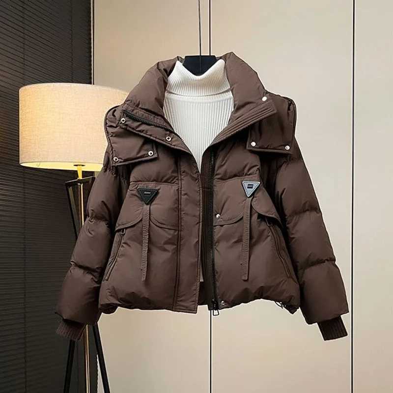 Women's Down Parkas 2025 New Fashion Parkas Jacket Women's Korean Autumn Winter Loose Hooded Thicken Warm Down Cotton Padded Short Coats F