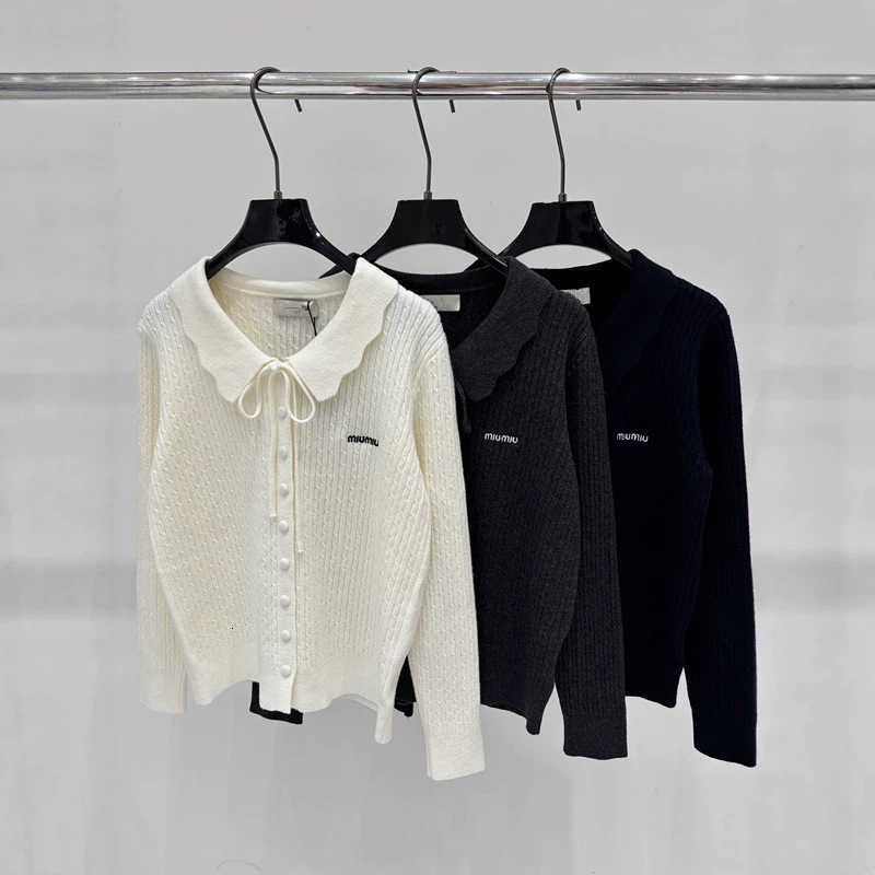 Womens Sweaters Dwomen designer clothes small elegant dollcollar knitted cardigan for women new design with a tie detail youthful
