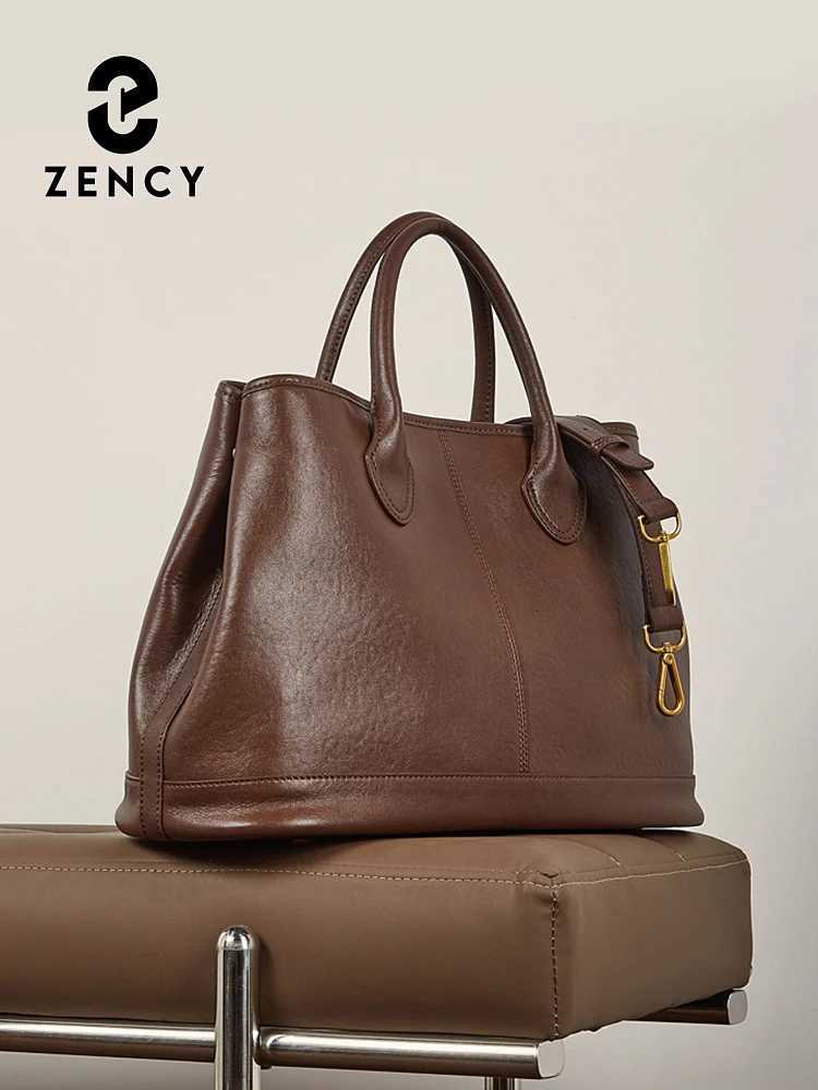 Evening Bags Zency Bag Women 2026 Natural Leather Large Capacity Noble Top-handle Bag Designer Crossbody Bag Vintage Shoulder Tote Bag for OL H26101