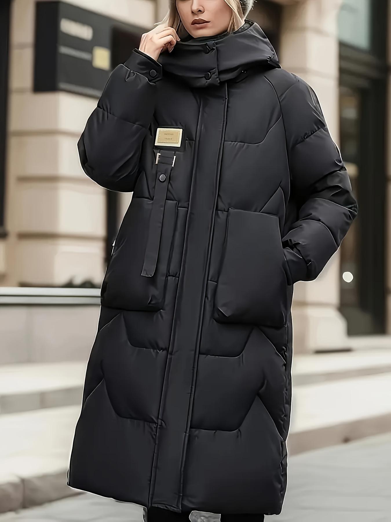 Women Puffer Down Jacket Coat Women's Warm Hooded Long Puffer Coat Zip Up Winter Parka With Large Pockets For Cold Weather