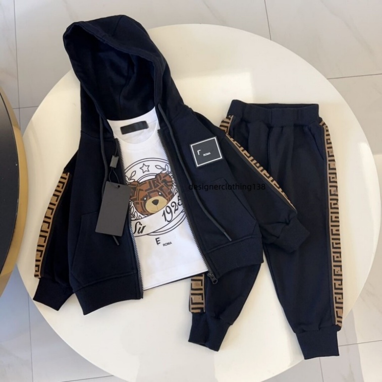 The latest design 2026 long sleeved white base shirt black suit pure cotton zipper hooded sweatshirt pure cotton pants a casual and fashionable thre