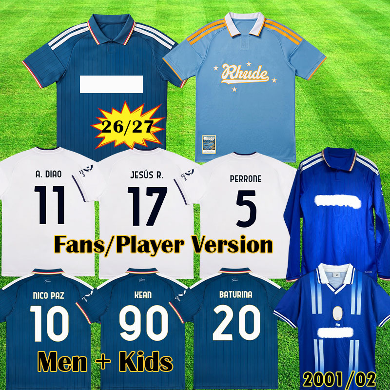 Maillots de football Commo 26 27 Maillots de football NICO PAZ BATURINA PERRONE Rétro 4ème Chemises de football à manches longues Tops Kits Homme