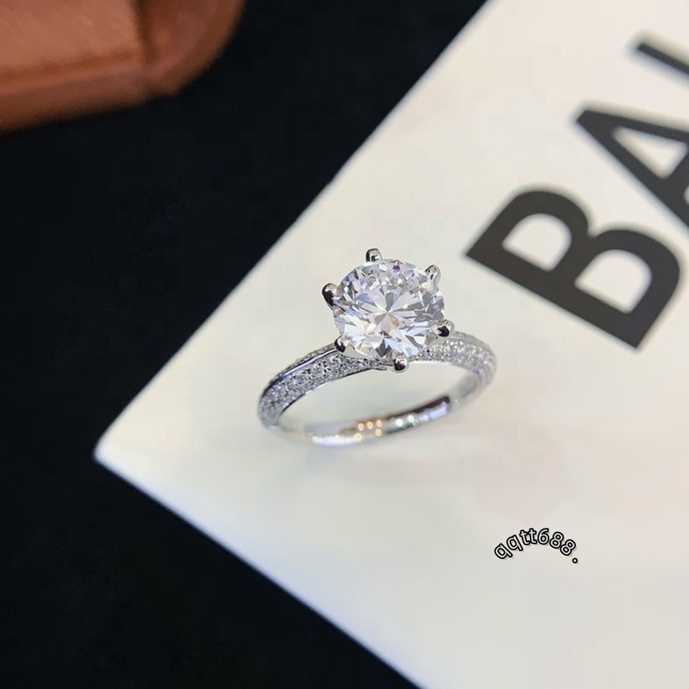 2CT 6 Claw Setting Lab Created Diamond Ring 18K Gold Real CVD Diamond Rings Wedding Jewelry HPHT Synthetic Diamond Ring