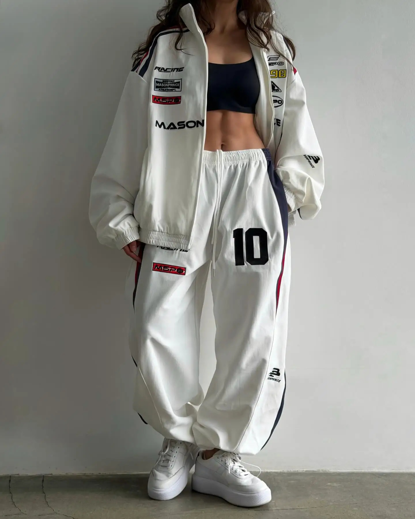 Vintage Motorcycle Clothing Men Women Street Bomber Sports Jacket Hip Hop American Letter Embroidery Jogging Pants 2piece Set 261016