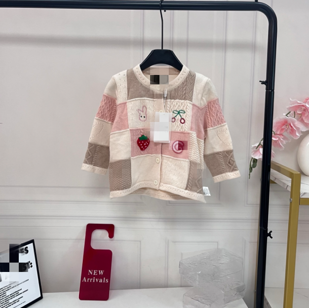 Baby Girl Wool Blend Knit Cardigan, Long Sleeve Embroidery Sweater Coat, Infant Toddler Outerwear for Spring Autumn Winter