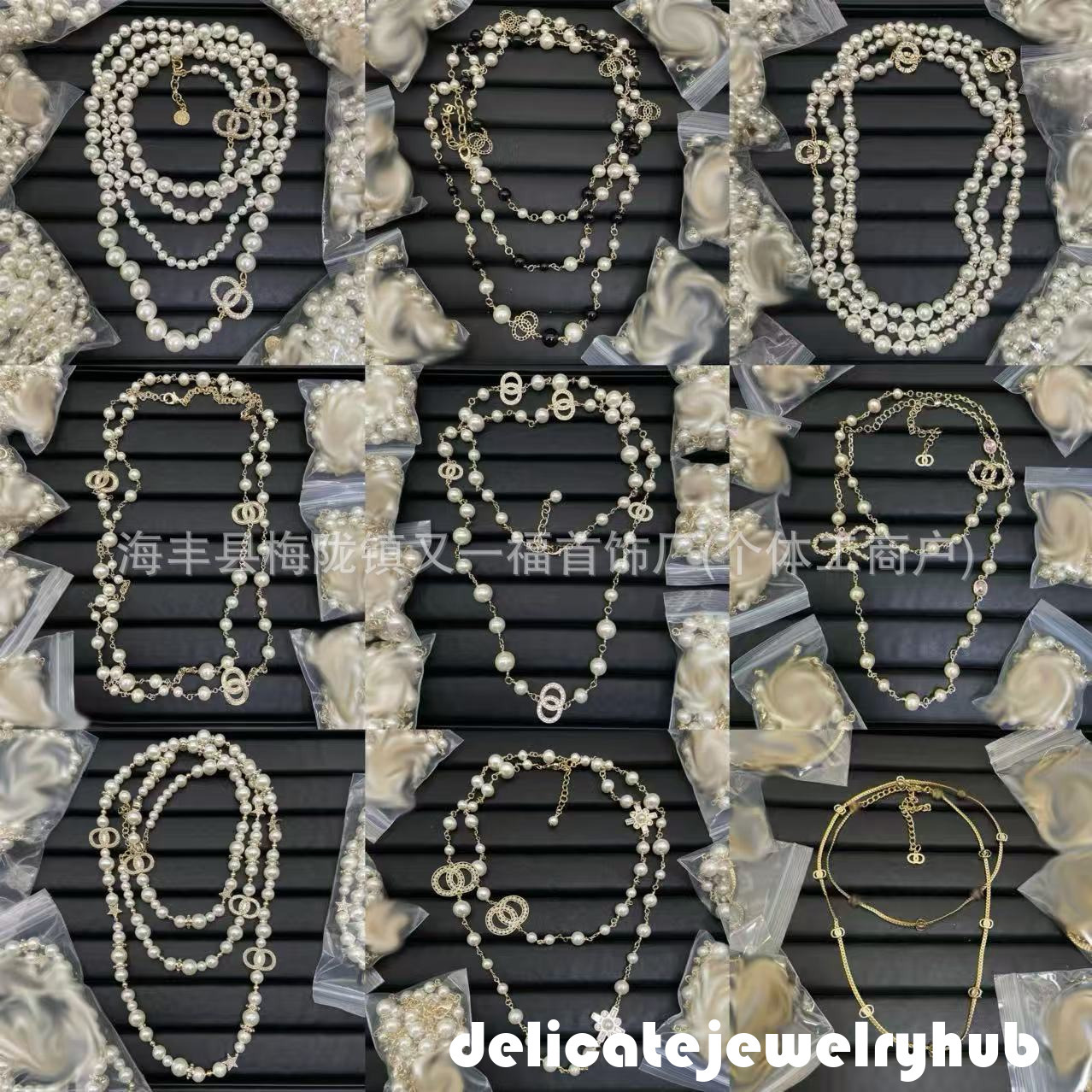 Designer Necklace Pearls cc Necklace Sweater Chain Trendy Black White Pearl Necklace Women's Diamond-Studded Choker Channel Jewelry